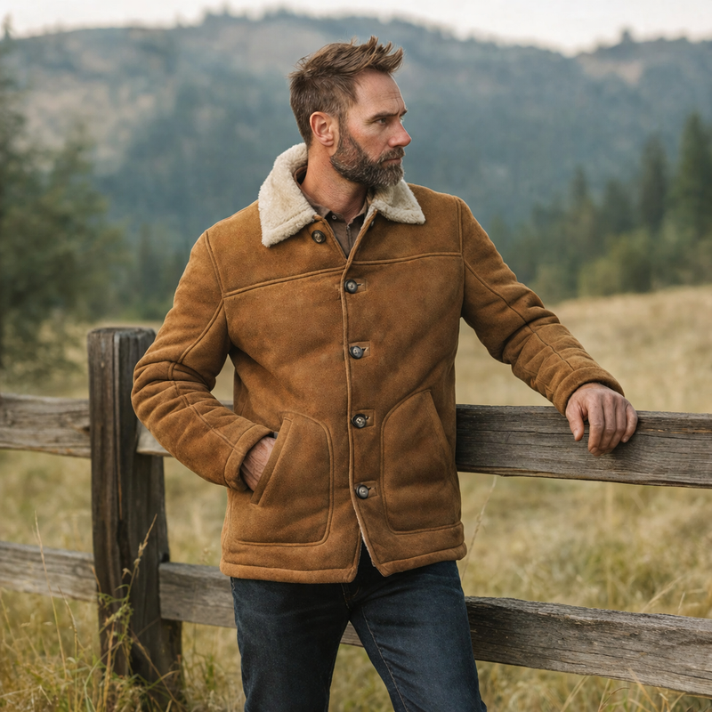 Buffalo Jackson Durango Shearling Barn Coat, Saddle Tan